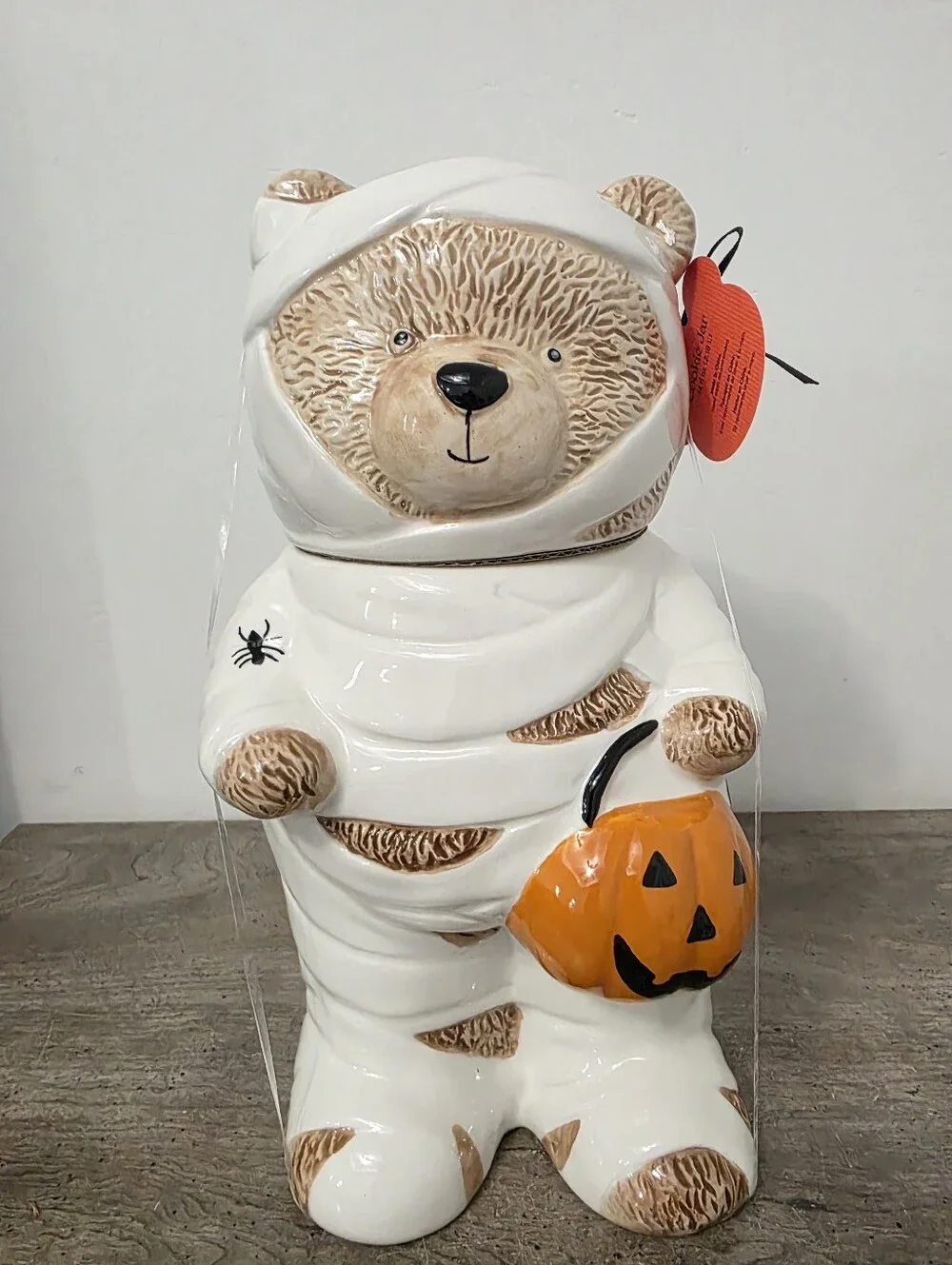 Halloween Creepy Critters Mummy Teddy Bear Canister Cookie Jar